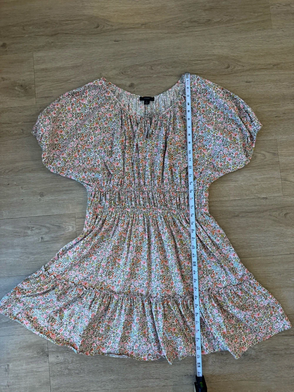 J. Crew Cinched-waist Puff-sleeve Dress In Scattered Blooms Size Large